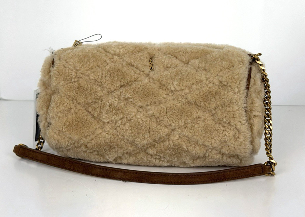 Saint Laurent Sade Mini Tube Bag in Quilted Shearling And Suede S02
